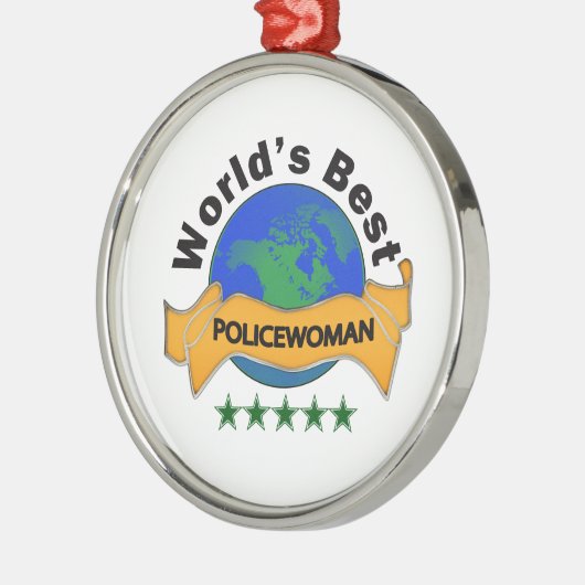 Die beste Polizeibeamtin der Welt Silbernes Ornament (Links)