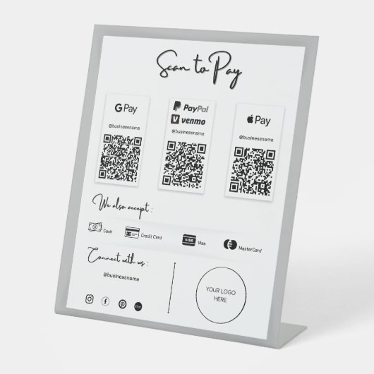 Die beste QR-Code-Zahlung per Telefon-Preisschild Sockelschild (Vorderseite)
