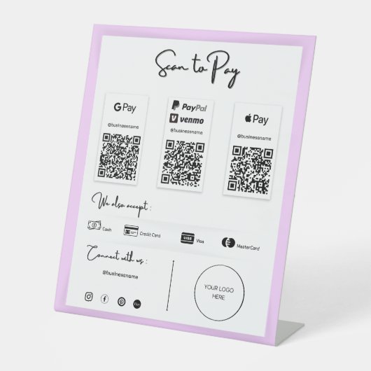 Die beste QR-Code-Zahlung per Telefon-Preisschild Sockelschild (Vorderseite)