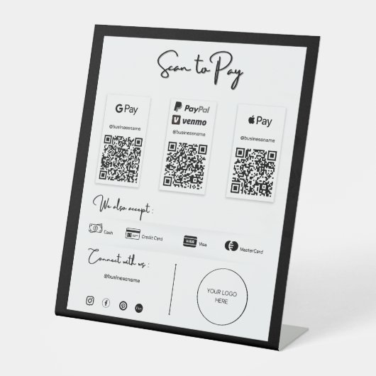 Die beste QR-Code-Zahlung per Telefon-Preisschild Sockelschild (Vorderseite)