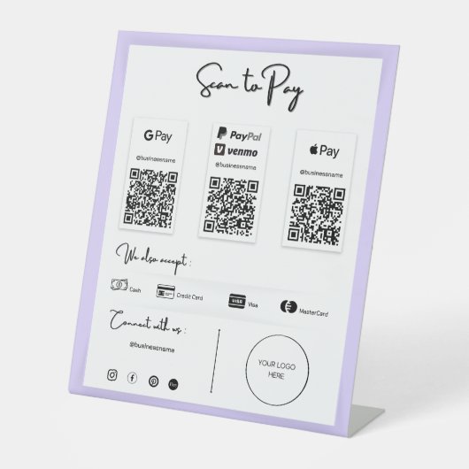 Die beste QR-Code-Zahlung per Telefon-Preisschild Sockelschild (Vorderseite)