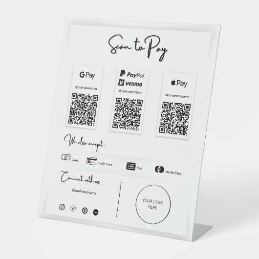 Die beste QR-Code-Zahlung per Telefon-Preisschild Sockelschild (Vorderseite)