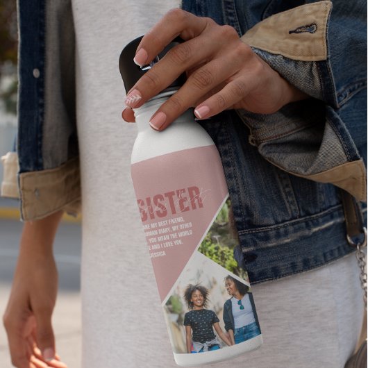 Die beste Schwester der Welt | Moderne FotoCollage Edelstahlflasche