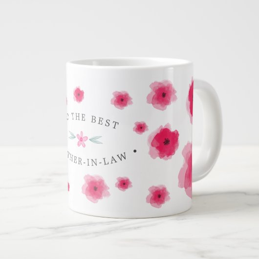 Die beste Schwiegermutter mit rosa Blütenblättern Jumbo-Tasse (Vorderseite Rechts)