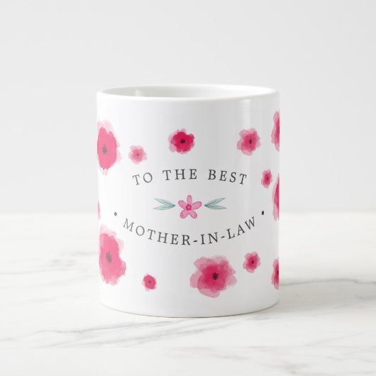 Die beste Schwiegermutter mit rosa Blütenblättern Jumbo-Tasse (Vorderseite)