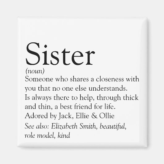 Die beste Sister-Definition der Welt Magnet (Vorne)