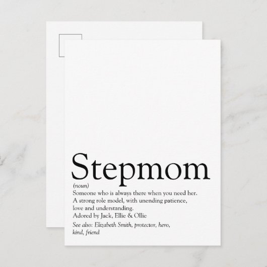 Die beste Stepmutter der Welt, Stepmutter Definiti Postkarte (Vorne/Hinten)