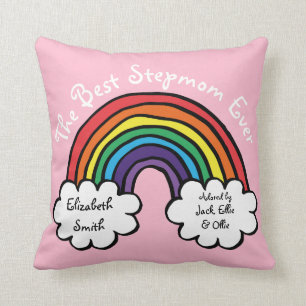 Die beste Stiefmutter, jemals Bunt Regenbogen Rosa Kissen