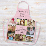 Die beste Tante der Welt - Collage Rosa Schürze<br><div class="desc">Ein nettes Sake-Geschenk für die beste Tante aller Zeiten. Personalisieren Sie diese rosa Foto Collage Schürze mit acht Bildern von ihren Nichten, Neffen, anderen Familienmitgliedern, Haustieren, etc. Passen Sie "Die beste Tante der Welt" an und ob sie "Tante", "Tante", "Tia" usw. genannt wird, und fügen Sie ihre Nichten und Neffen,...</div>