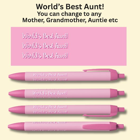 Die beste Tante der Welt! - Kann Text auf Rosa änd Kugelschreiber