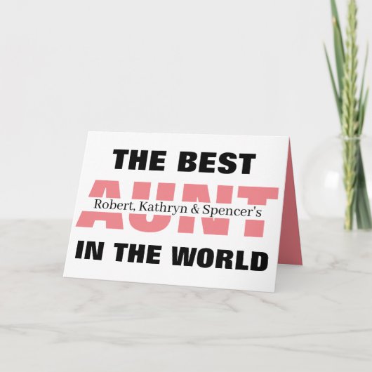 Die beste Tante der Welt Personalisiert Karte (Vorderseite)