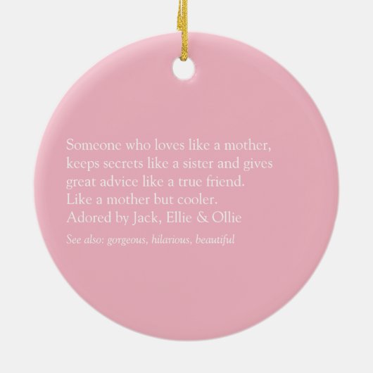 Die beste Tante der Welt, Tante definiert Girly Pi Keramik Ornament (Hinten)