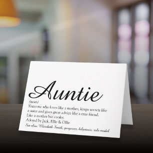 Die beste Tante der Welt, Tante-Definition-Script Karte