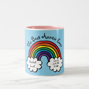 Die beste Tante ever Regenbogen Blau Zweifarbige Tasse