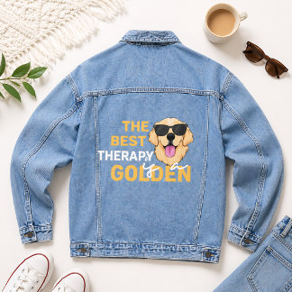 Die beste Therapie ist ein Golden mit Sonnenbrille Jeansjacke
