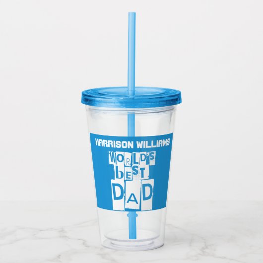 Die beste Vater der Welt Moderne Blau- und Weißtyp Acryltrinkbecher (Vorderseite)