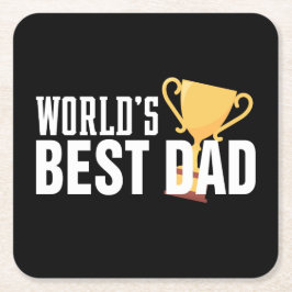 Die beste Vater-Typografie-Trophäe der Welt | UNTE Rechteckiger Pappuntersetzer