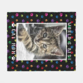 Die besten Cat Mama Pet Foto farbenfrohe Paw Print Fleecedecke (Vorderseite (Horizontal))