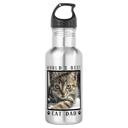 Die besten Cat Vater Pet Foto Prints der Welt Edelstahlflasche (Vorderseite)