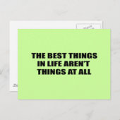 Die besten Dinge im Leben sind nicht Dinge Postkarte (Vorne/Hinten)