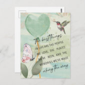 Die besten Dinge im Leben Zitat Wasserfarben Kunst Postkarte (Vorne/Hinten)