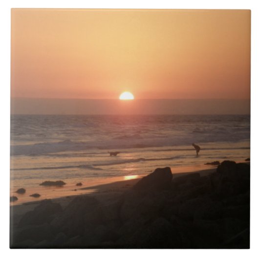 Die besten Freunde am Strand Fliese (Vorderseite)