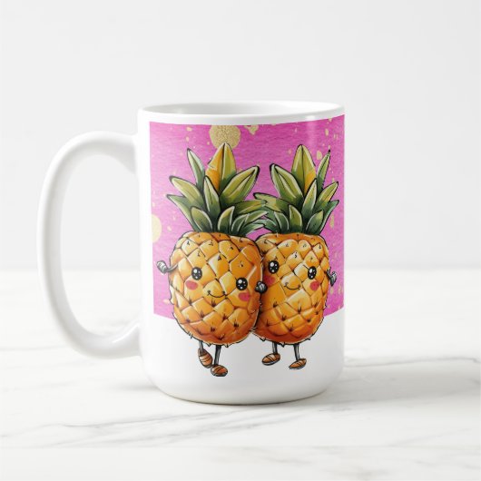 Die besten Freunde Ananas Kawaii Ananas Niedlich P Kaffeetasse (Links)
