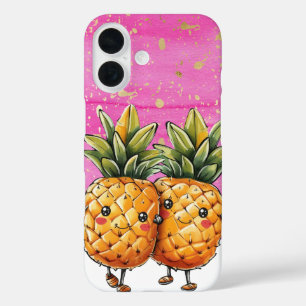 Die besten Freunde Ananas Kawaii Ananas Pink iPhone 16 Hülle