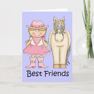 Die besten Freunde - Blond Cowgirl und Pferd Karte