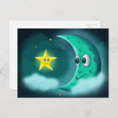 Die besten Freunde Blue Moon und Yellow Star Postkarte (Vorne/Hinten)