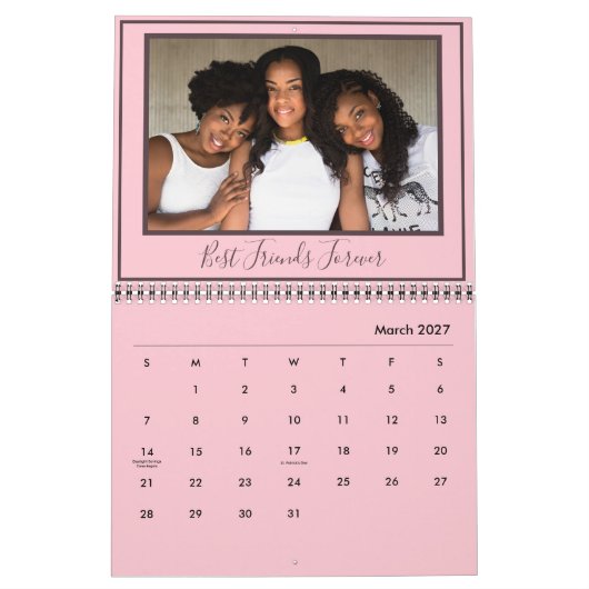 Die besten Freunde des neuen, rosa Fotos Kalender (Mär 2027)