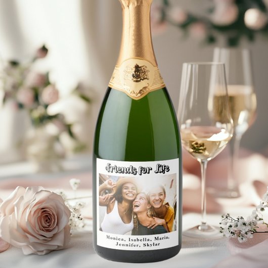 Die besten Freunde Foto ernennen modernes einfache Schaumweinetikett
