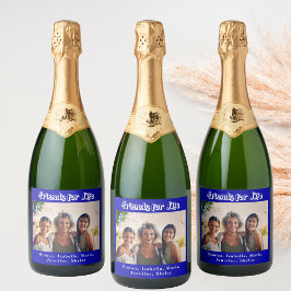 Die besten Freunde Foto königsblaue weiße Namen Pa Schaumweinetikett