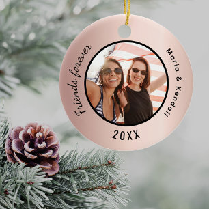 Die besten Freunde Foto Namen Rose Gold Keramik Ornament