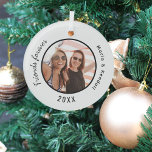 Die besten Freunde Foto-Namen Schwarz Ornament Aus Glas<br><div class="desc">Personalisieren Sie Ihr eigenes Foto. Ein weißer Hintergrund. Geben Sie Ihre Namen und das Jahr ein. Schwarzer Text.</div>