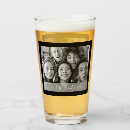Die besten Freunde Foto Schwarz und Weiß Glas (Vorne (Gefüllt))