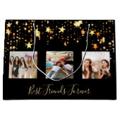 Die besten Freunde Foto schwarze goldene Sterne Gl Große Geschenktüte (Vorderseite)