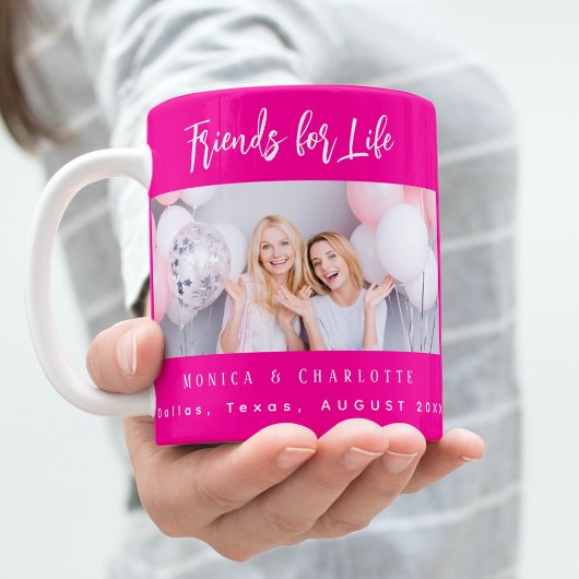 Die besten Freunde Fotos heißen Pink Kaffeetasse