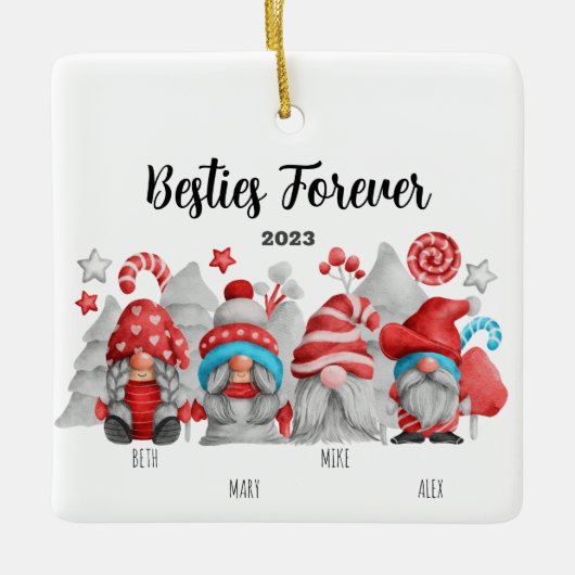 Die besten Freunde Frauen und Männer Gnome Keramikornament (Vorderseite)