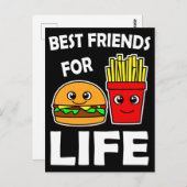 Die besten Freunde für das Leben Burger und franzö Postkarte (Vorne/Hinten)