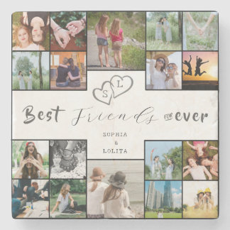 Die besten Freunde für immer 18-Foto Collage Steinuntersetzer