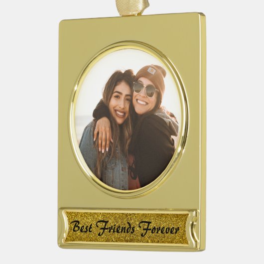 Die besten Freunde für immer benutzerdefiniertes F Banner-Ornament Gold (Links)