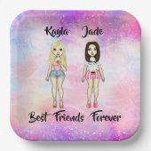 Die besten Freunde für immer blond und Brünett ind Pappteller (Vorderseite)