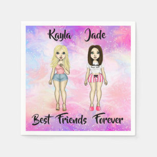 Die besten Freunde für immer blond und Brünett ind Serviette