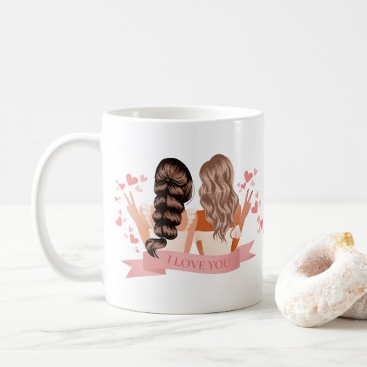 Die besten Freunde für immer Blonde und Brünette W Kaffeetasse (Mit Donut)