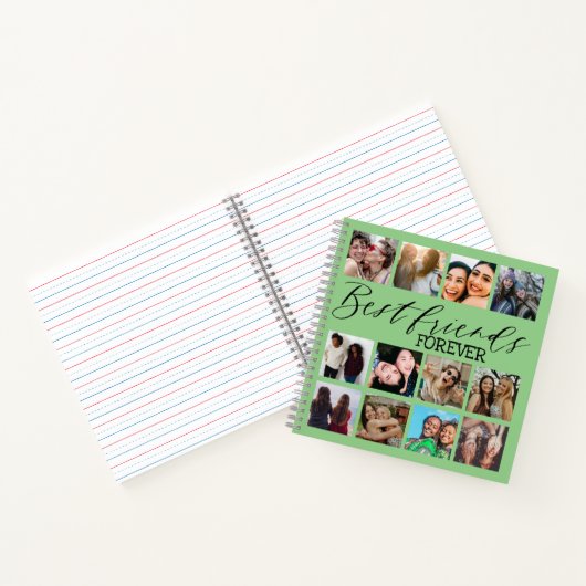 Die besten Freunde für immer Grün 12 FotoCollage Notizblock (Innenseite)