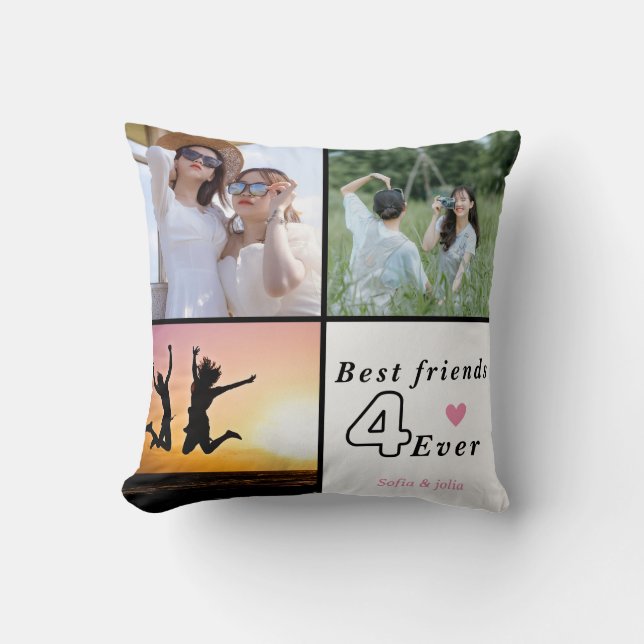 Die besten Freunde für immer - individuelle 3-Foto Kissen (Vorderseite)