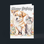 Die besten Freunde für immer Karte<br><div class="desc">Diese Grußkarte zeigt einen niedlichen Welpen und ein liebenswertes Kätzchen. Bitte passen Sie alle verfügbaren Optionen nach Ihren Wünschen an.</div>