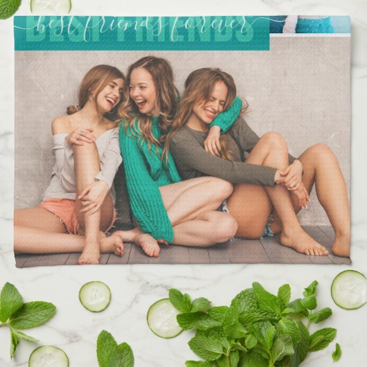 Die besten Freunde für immer | Moderne Streifen BE Geschirrtuch (Gefaltet)