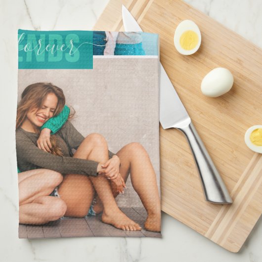 Die besten Freunde für immer | Moderne Streifen BE Geschirrtuch (Viertel Falte)